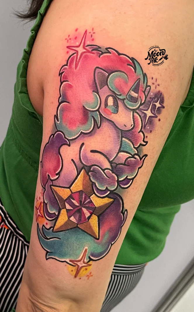 Tatouage poney en couleur